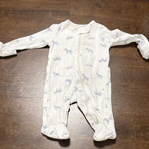 Carter's Cream and Blue Striped Footie